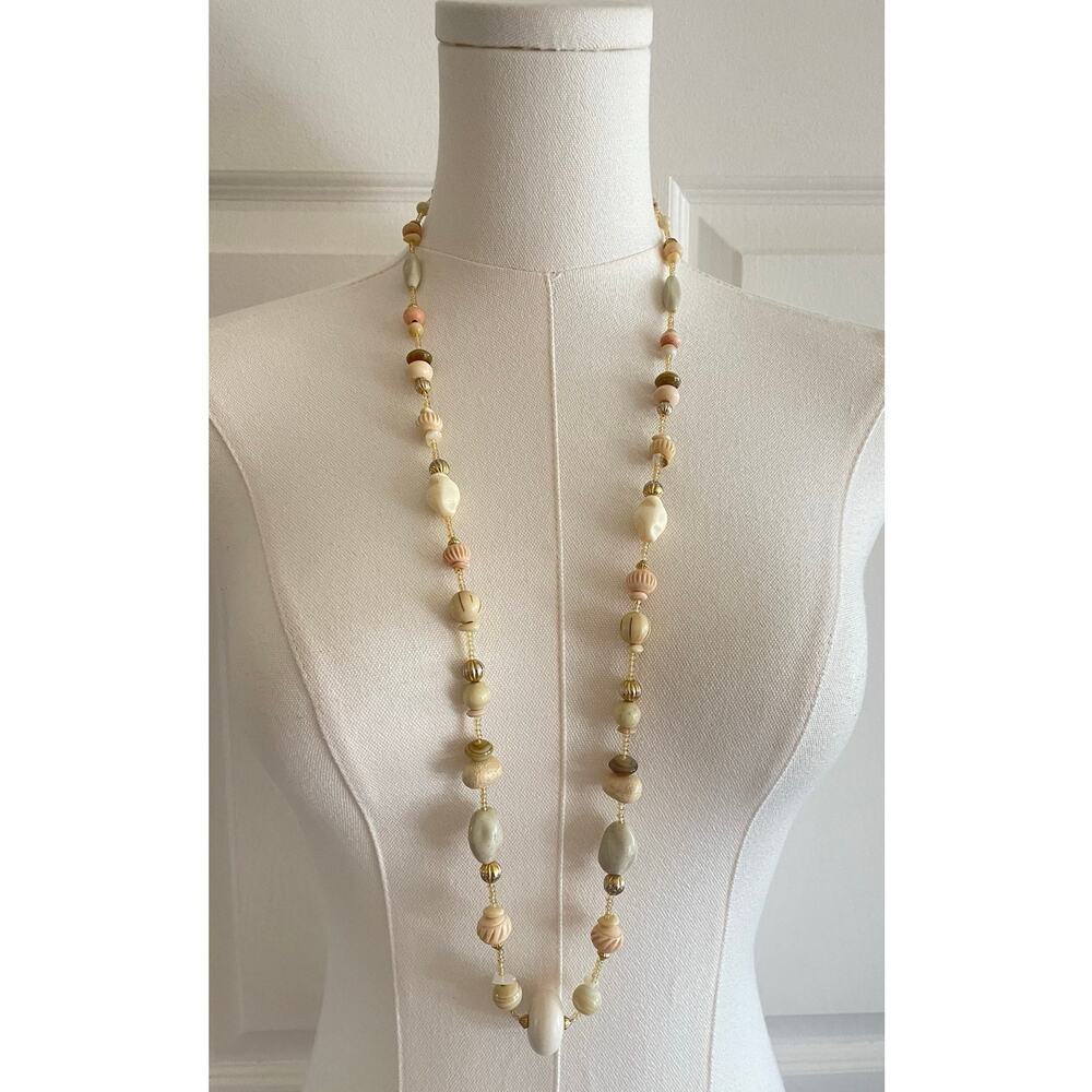 Ivory & Peach Color Beaded Necklace